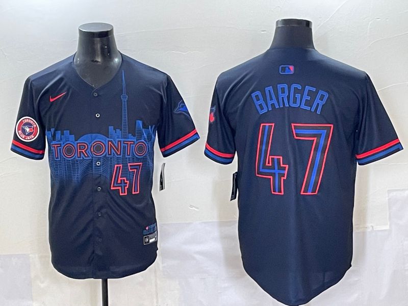 Men 2025 Toronto Blue Jays #47 Barger Black Joint Name Nike MLB Jersey style 8